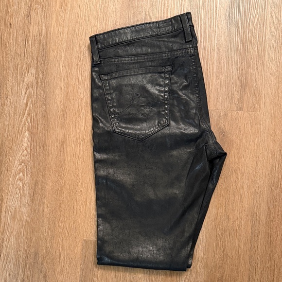 AG Adriano Goldschmied Black Leather Look Skinny Jeans - Picture 2 of 11